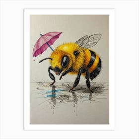 Bee With Umbrella 1 Art Print