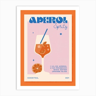 Aperol Spritz Orange & Pink Art Print