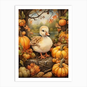 Autumnal Duckling 2 Art Print