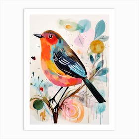 Bird Painting Collage European Robin 4 Art Print