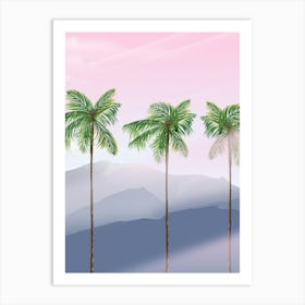 Palm Trees at Dusk 1 Art Print