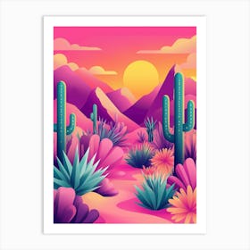 Cactus Desert Landscape 3 Art Print