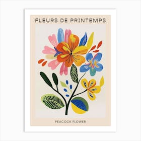 Spring Floral French Poster  Peacock Flower 4 Art Print