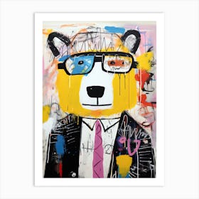 Teddy In A Suit Basquiat style Art Print