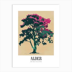 Alder Tree Colourful Illustration 2 Poster Art Print