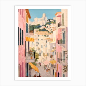 Split Croatia 3 Vintage Pink Travel Illustration Art Print
