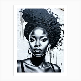 Graffiti Mural Of Beautiful Black Woman 303 Art Print