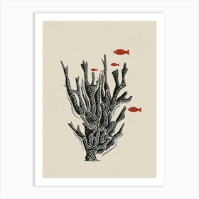 018 Coral & Fishs Linocut Art Print