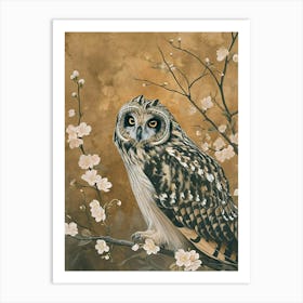 Short Eared Owl Japanese Painting 3 Art Print