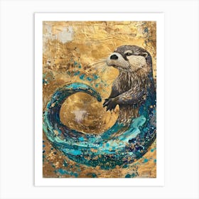 Otter Gold Effect Collage 3 Art Print