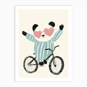 Cute Kids Panda on a bycicle Art Print