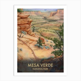 Mesa Verde National Park Watercolour Vintage Travel Poster 4 Art Print