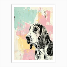 Basset Hound Dog Pastel Gouache Illustration Art Print