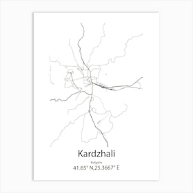 Kardzhali,Bulgaria Minimalist Map Art Print