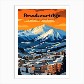 Breckenridge Colorado USA Skiing Modern Travel Illustration Art Print
