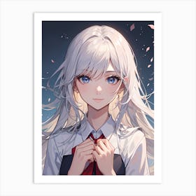 Anime Girl With White Hair 1 Art Print