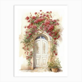 Lecce, Italy   Mediterranean Doors Watercolour Painting 2 Art Print