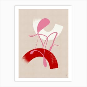 Pink and Red Abstract Art Print
