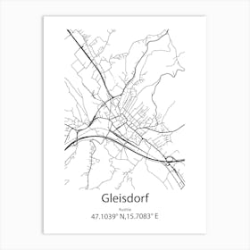 Gleisdorf,Austria Minimalist Map Art Print