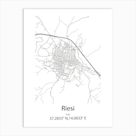 Riesi,Italy Minimalist Map Art Print