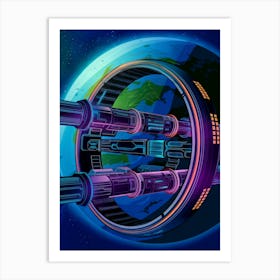 Spaceship Neon, Anime Art Lofi Art Print