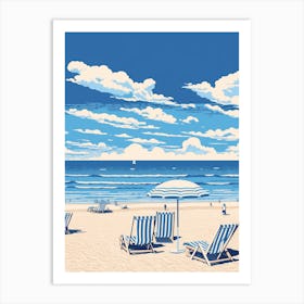 A Screen Print Of Cable Beach Australia 1 Art Print