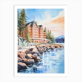 The Ritz Carlton, Lake Tahoe   Truckee, California  Resort Storybook Illustration 1 Art Print