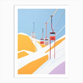 Les 3 Vallees   France, Ski Resort Pastel Colours Illustration 0 Art Print