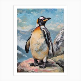 African Penguin Grytviken Oil Painting 1 Art Print