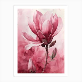 Magnolia Flower Watercolor Painting Art Print