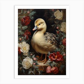 Floral Ornamental Duckling 1 Art Print