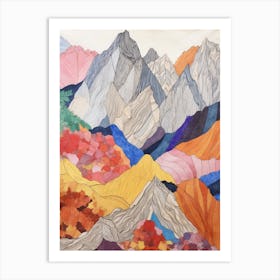 Mount Olympus Greece 4 Colourful Mountain Illustration Art Print