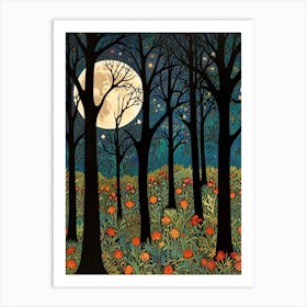 William Morris Moonlight In The Forest 129 Art Print