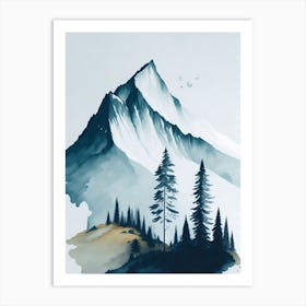 Mountain And Forest In Minimalist Watercolor Vertical Composition 256 Art Print