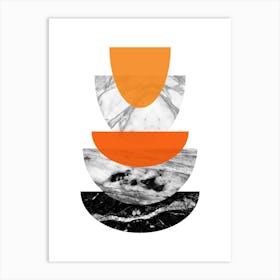 Orange and Black Half Circles Print Art Print