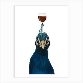Peacock With Wineglass Art Print