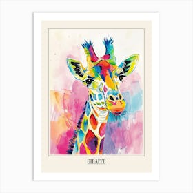Giraffe Colourful Watercolour 3 Poster Art Print