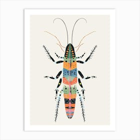 Colourful Insect Illustration Centipede 1 Art Print