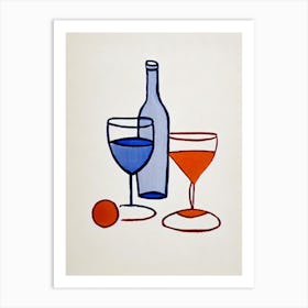 Bandol Rosé Picasso Line Drawing Cocktail Poster Art Print