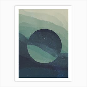 Minimal art abstract green waves Art Print