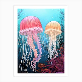 Sea Nettle Jellyfish Illustration 5 Art Print