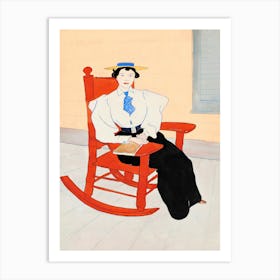 Young Woman Seated In A Red Rocking Chair, Edward Penfield Art Print