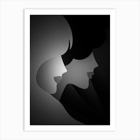 Silhouette of two Woman Art Print