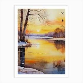 Sunset By The Lake 2 Art Print