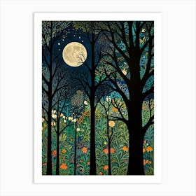 William Morris Night In The Forest 20 Art Print