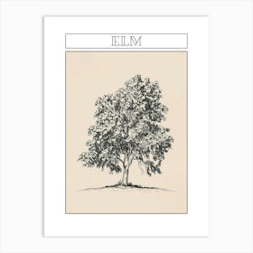Elm Tree Minimalistic Drawing 1 Poster Art Print