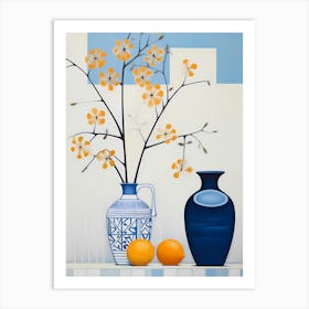 vases and lemons in Greek island Art Print