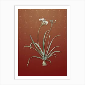 Vintage Allium Fragrans Botanical on Falu Red Pattern n.1005 Art Print