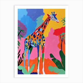Colourful Giraffe Lead Pattern Painting 2 Art Print