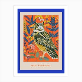 Spring Birds Poster Great Horned Owl 3 Art Print